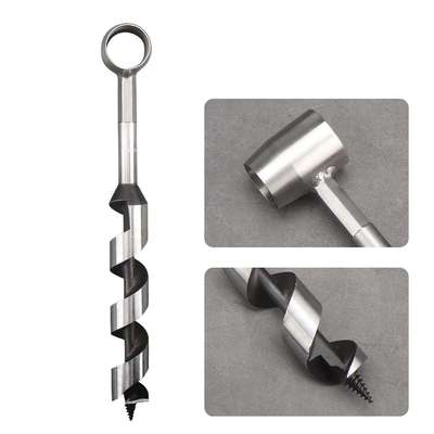 木工手动四刃支罗钻野营劈柴取水户外求生手动螺旋钻Manual Auger