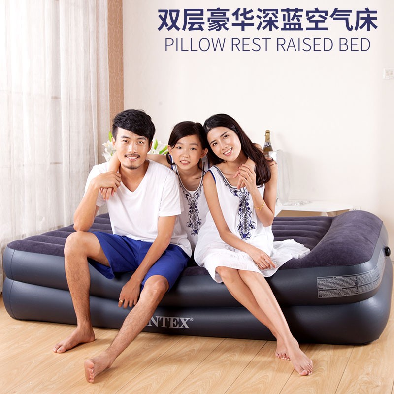 INTEX卧室内置电泵人加高充气床垫单人加厚气垫床折叠旅行床铺