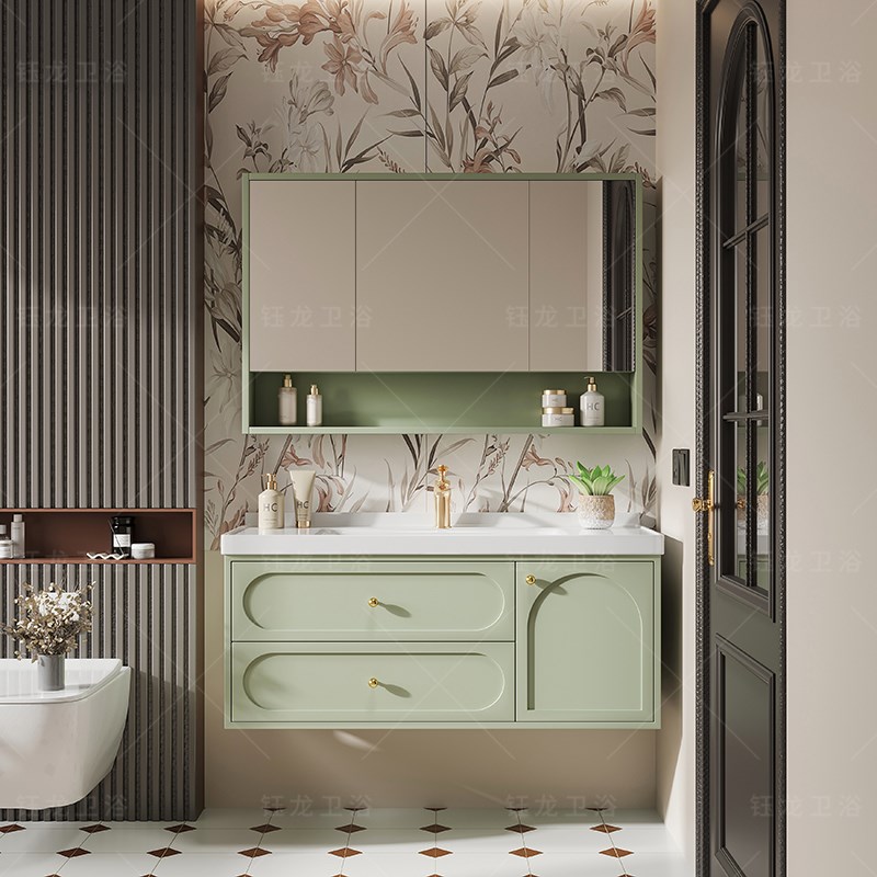 进深陶瓷一体盆浴室柜超窄cm小户型洗手盆柜洗脸盆洗漱台