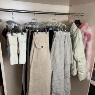 不锈钢衣架双排裤架家用卧室双排晾晒架挂晾袜架多夹子收纳神器