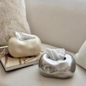 侘寂风陶瓷纸巾盒ins卫生纸盒高级感轻奢家用客厅茶几桌面装 饰摆