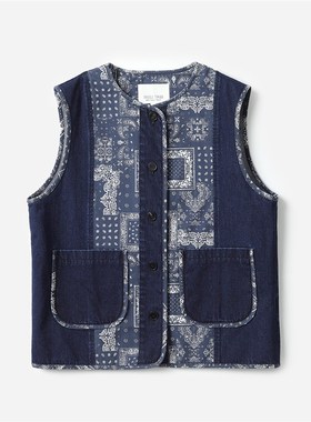 *WWT07371 茉莉雅集 异域风情复古腰果花可机洗全棉牛仔无袖马甲