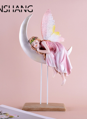 月亮花仙子天使女孩情侣家居摆件创意生日礼物客厅卧室装饰品摆设