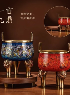 威弗列德工艺品财富聚宝鼎客厅办公室装饰开业礼品黄铜聚宝盆摆件