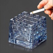 创意玻璃烟灰缸家用客厅轻奢高级感大号水晶防飞灰酒店民宿摆件