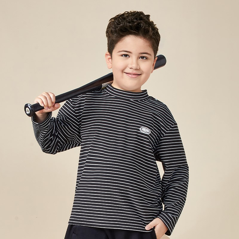 胖男童半高领磨毛打底衫秋冬加肥内搭上衣中宽松大童中领长袖保暖