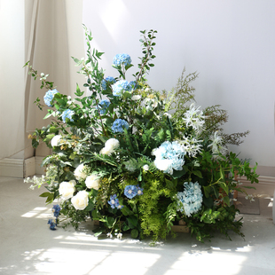 开业活动花艺布置迎宾区背景搭配花橱窗装饰花堆挂饰婚庆假花道具