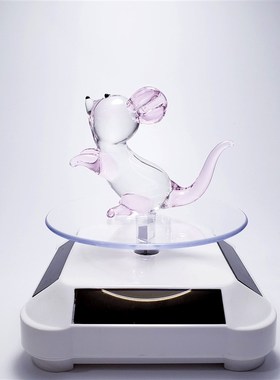 可爱小老鼠生日礼物水晶玻璃创意摆件十二生肖鼠动物属相琉璃车载