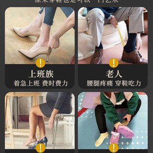同凌便携式实木伸缩鞋拔子长柄家用小巧出差旅行纯黄铜提鞋器