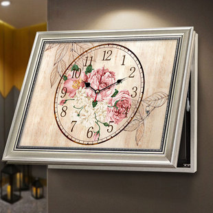 电表箱装饰画带钟表遮挡配电箱电闸盒可推拉液压北欧墙画客厅挂画