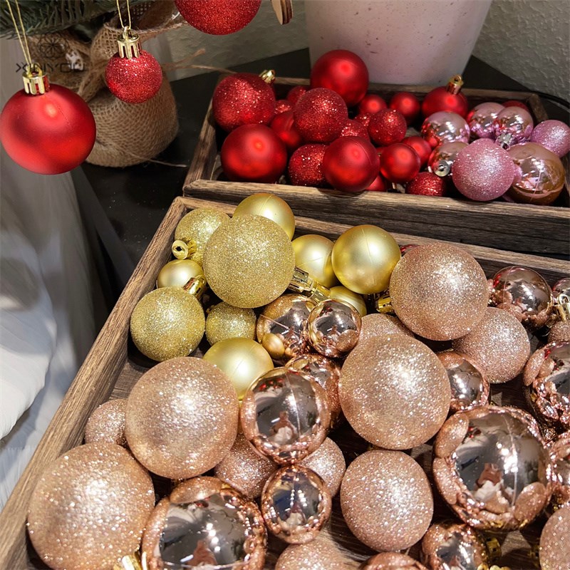 【心悠】圣诞节3-5cm装饰球场景布置吊饰磨砂亮面圣诞树装扮挂件