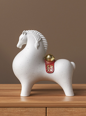 马上有钱寓意招财摆件创意高级感客厅玄关书柜装饰品乔迁新居礼物