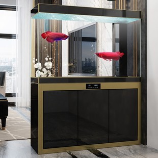 汉霸超白玻璃鱼缸客厅大型落地家用玄关生态缸屏风金鱼缸龙鱼缸