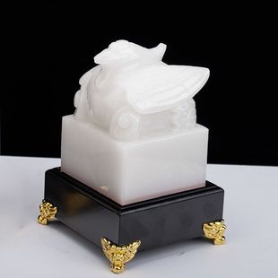 天然玉石龙凤呈祥玉玺凤凰印章传国定制客厅玄关酒柜中式吉祥摆件