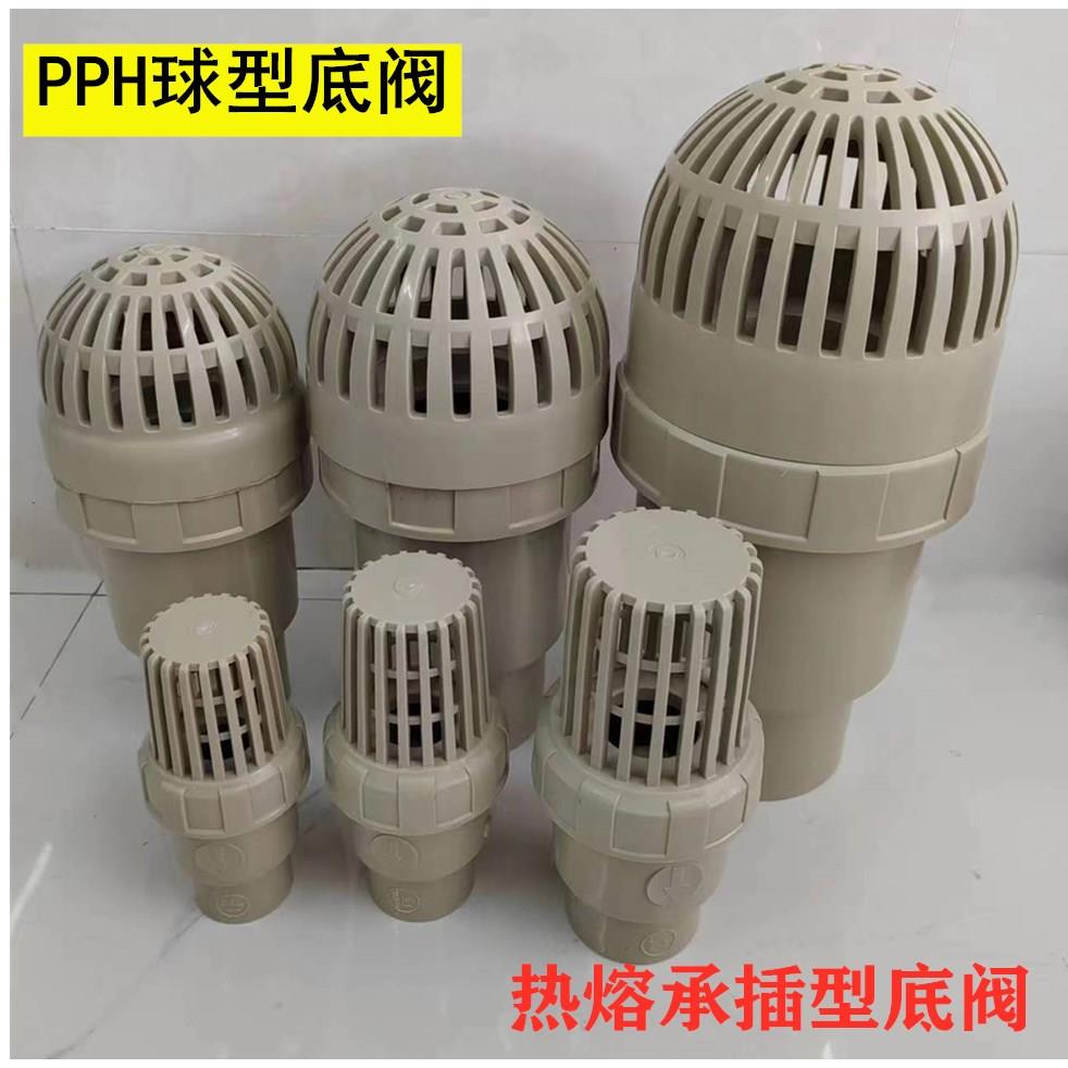 PPH底阀 球型底阀止回阀 止逆阀 抽水泵底阀滤网进水花篮头PP热熔