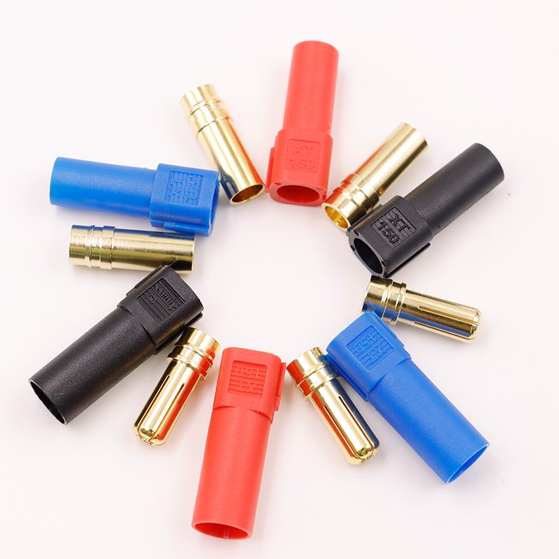 Amass XT150 公母头6mm镀金香蕉头120A 大电流动力锂电池电调插头