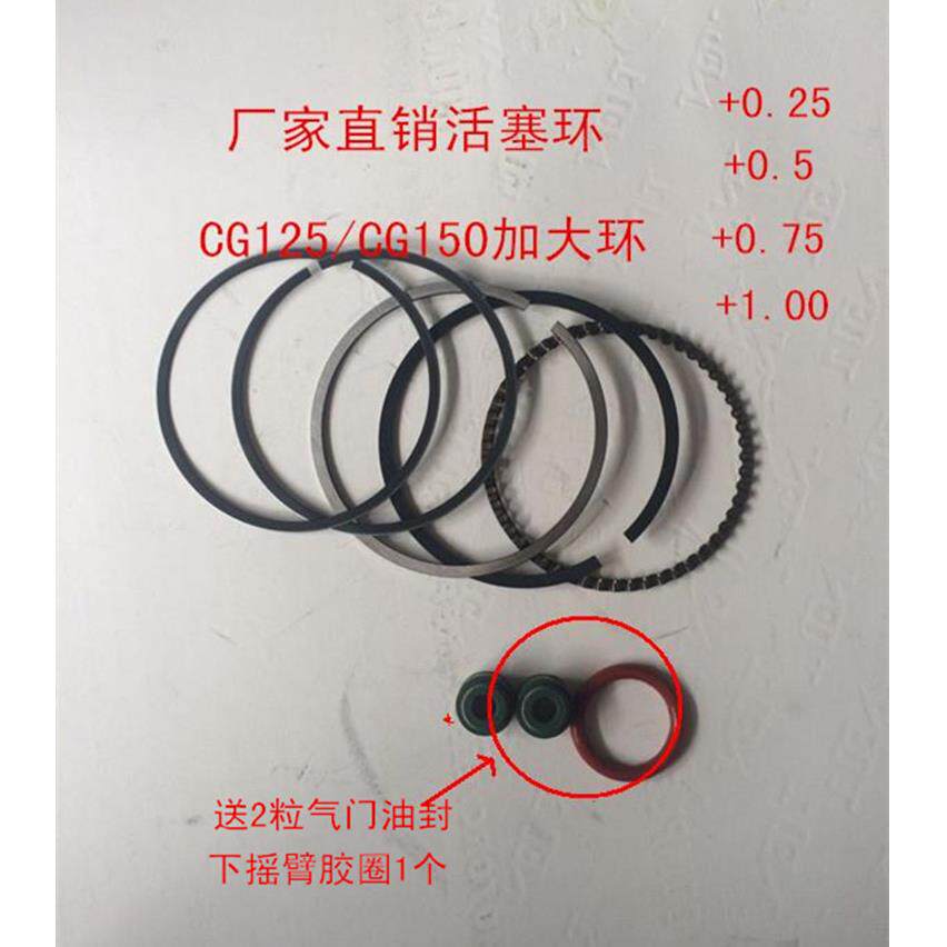 机车顶杆机CG125/150活塞环 加大0.25MM0.5/0.75/100活塞环总成