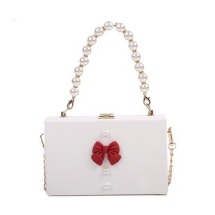 珍珠手提盒子包包女2021新款潮时尚链条单肩包质感洋气斜挎小方包