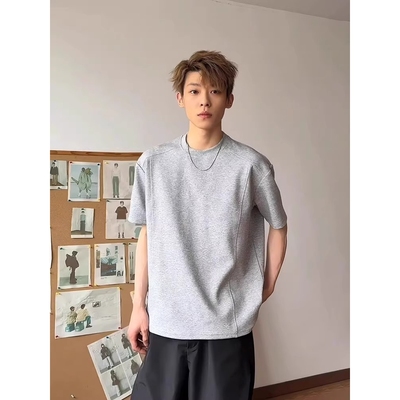 夏季短袖纯棉正肩T恤男款