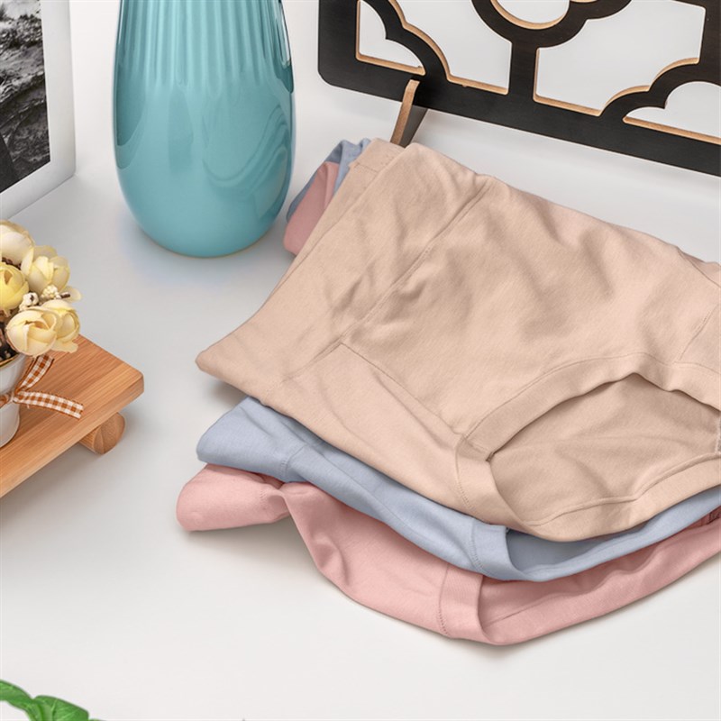 3条装 中腰高腰棉质面料简约无痕宽松紧石墨烯抗菌女士内裤三角裤