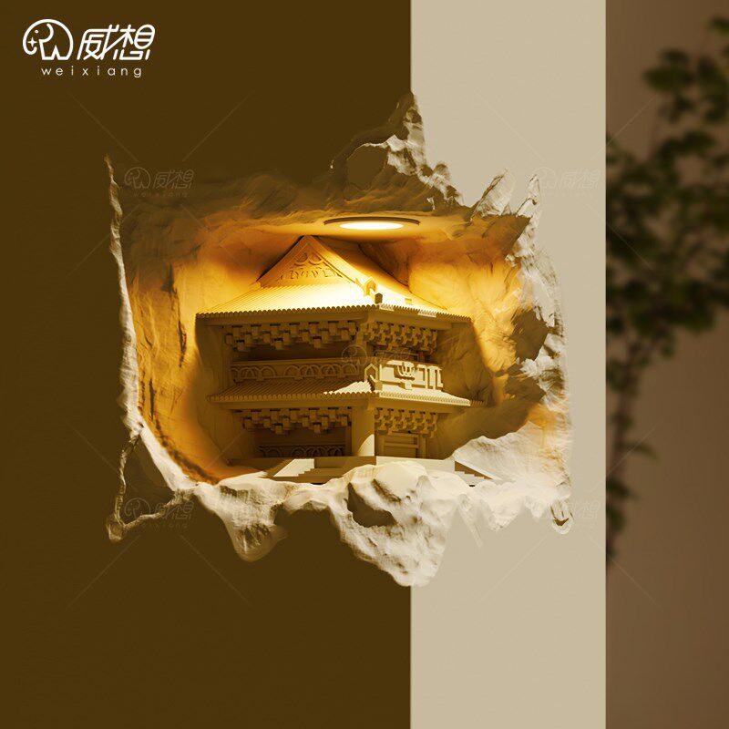 中式嵌入式石膏壁灯走廊楼梯墙角转角灯内嵌预埋墙面感应灯拐角灯