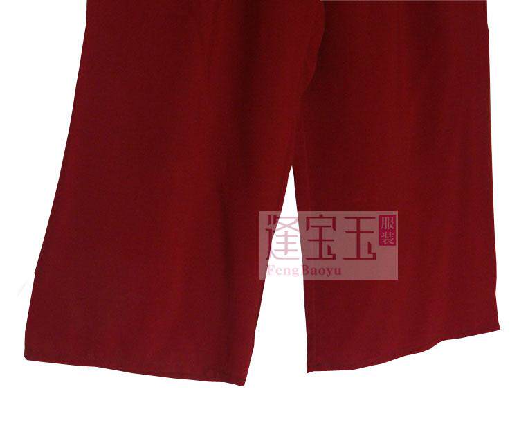 逢宝玉 棉绸夏休闲长裤直筒阔腿裤 绵绸防蚊睡裤家居女黑色裤舒适