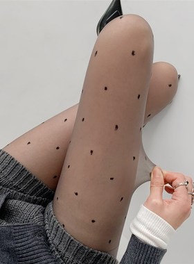 夜间教习室丝袜波点白色防勾丝连裤袜子女紫色夏季薄款性感黑丝袜