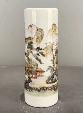 仿古大清乾隆年制粉彩花鸟笔筒 仿古瓷器仿古玩家装家居陶瓷摆件