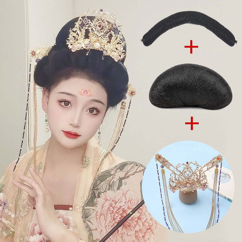 汉服假发唐风大头高发髻敦煌仙女贵妃发包古风演出婚礼发包