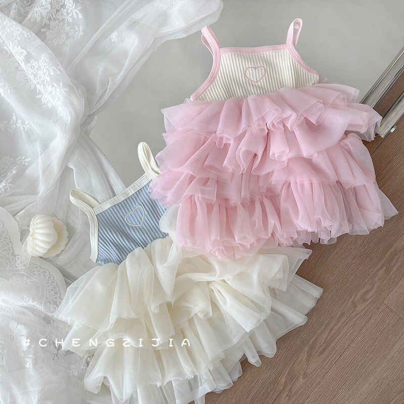 女童装吊带连衣裙夏季2024新款婴儿洋气蛋糕裙宝宝公主裙子蓬蓬裙