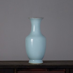 孟玉松大师汝窑花瓶摆件客厅插花家居饰品高档汝瓷桌面茶道小花器