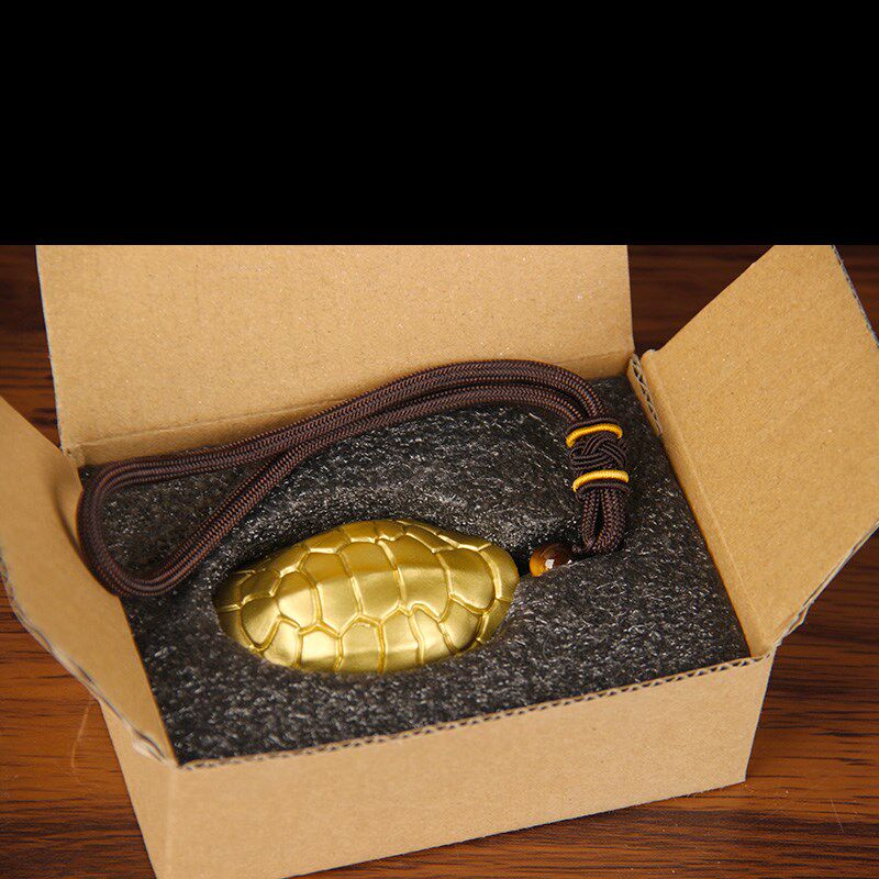 铜手把铜富甲龟壳文玩乌龟壳黄铜实心工艺品摆件茶宠随身挂件