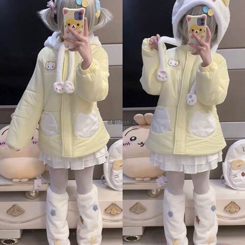 小个子冬季可爱外套插肩袖加厚棉服学生保暖可爱少女