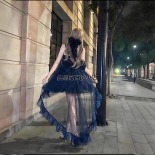 深蓝星空原创lolita洛丽塔公主裙仙气连衣裙初中生少女生日礼服裙