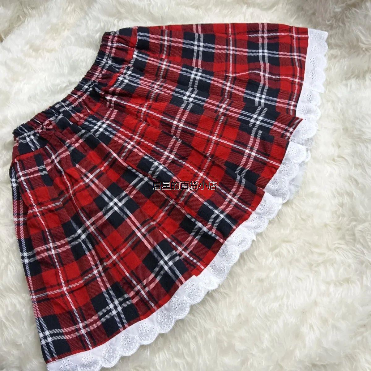 六花cos服日系少女裙春夏季学生半身百褶裙女童蕾丝花边格子短裙