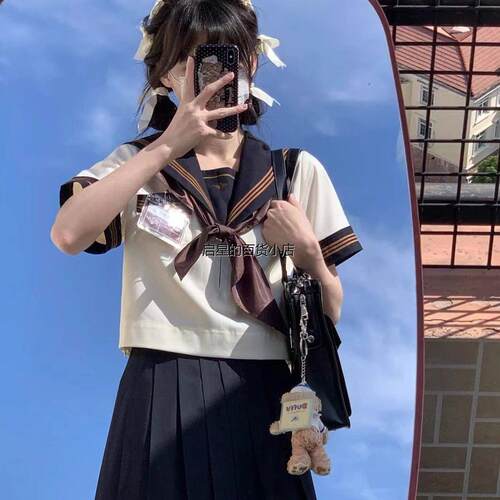 原创正版jk制服裙套装日系基础款茶羽中水手服长裙