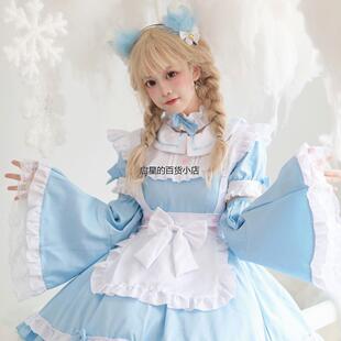 万圣节COS爱丽丝梦游仙境连衣裙lolita大码女仆装演出服装可拆袖