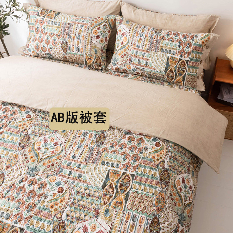 夹棉四件套加厚床笠床盖全棉纯棉秋冬保暖床套绗缝被套婚庆北欧风,床上用品,床品套件/四件套/多件套,淘宝优惠券,粉丝福利购,淘宝优惠卷