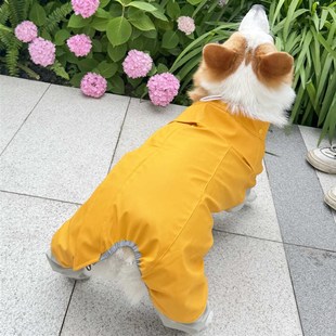 柯基专用雨衣宠物狗狗四脚全包雨披法斗巴哥小短腿包肚的防水衣服