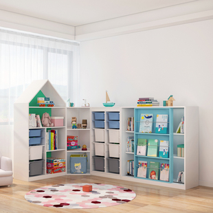 可比熊实木宝宝书架绘本架多层玩具收纳架儿童书柜收纳柜子置物架