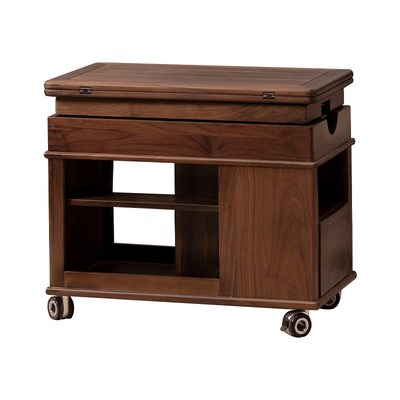 黑胡桃木可移动折叠边几家用客厅小户型升降实木茶几小桌子小推车