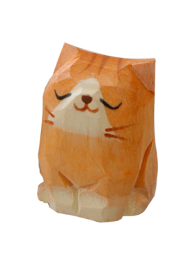 手工木雕小猫摆件可爱橘猫布偶暹罗猫招财新年生日礼物桌面小摆件