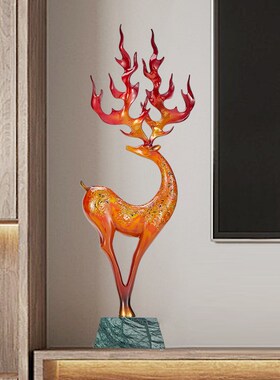 新中式高档鹿摆件客厅玄关柜电视柜壁龛公司大气乔迁开业新居礼品