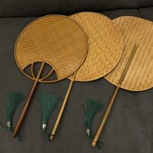 扇 中式 大漆芭蕉扇复古青蓖扇手工竹编团扇子中式 长柄竹制蒲扇夏季