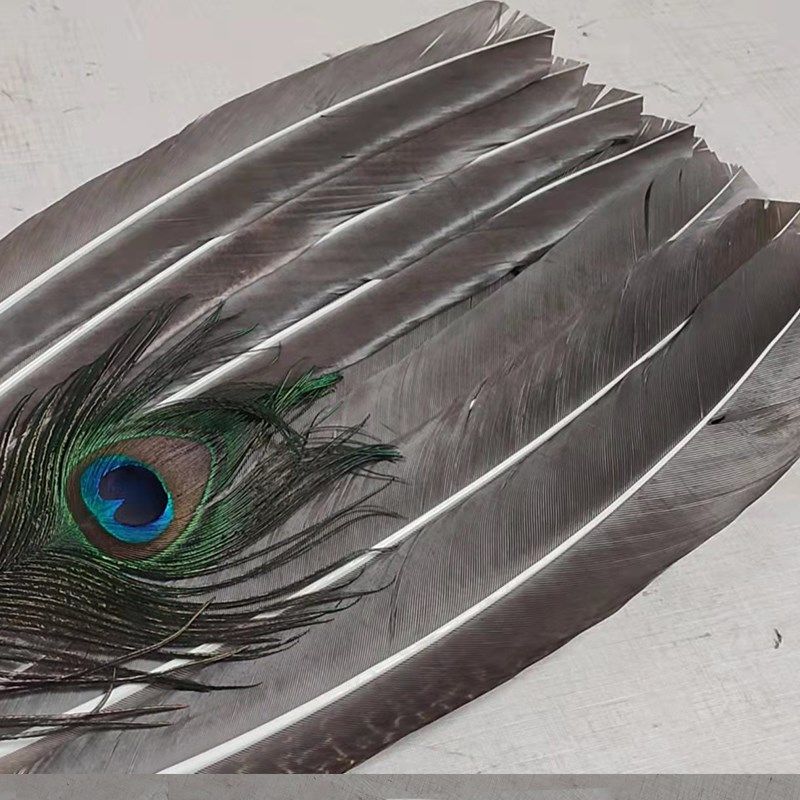 复古中国风诸葛亮孔明羽毛扇子孔雀羽毛扇摆件工艺扇大号礼品扇子