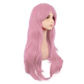 潼漫 cos假发女微卷长发动漫高温丝粉红藕粉色斜刘海万用70cm头套