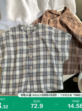 男童无袖衬衫夏装夏款童装儿童1岁3小童宝宝衬衣短袖夏季潮U14848