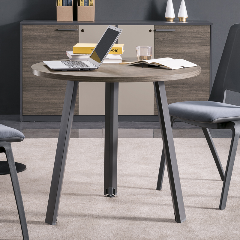 圆形洽谈接待桌椅组合会客圆桌钢木会议桌休闲桌办公桌办公家具