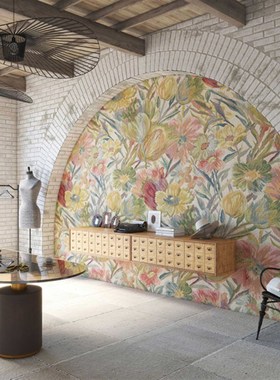 定制无缝墙布壁画Wf Gdn 春日宴客厅卧室背景墙纸壁纸