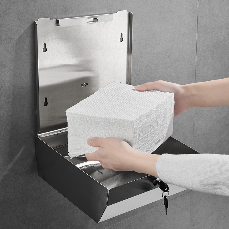 304不锈钢擦手纸盒壁挂式酒店卫生间厕所防水长方形厕纸抽纸架箱
